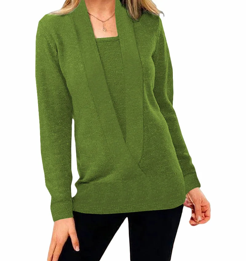 Aileen - Jersey clásico con cuello de pico para mujer