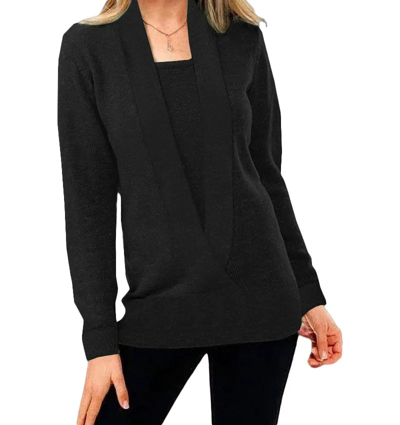 Aileen - Jersey clásico con cuello de pico para mujer