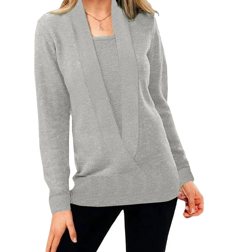 Aileen - Jersey clásico con cuello de pico para mujer
