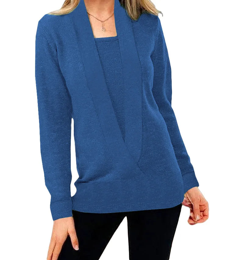 Aileen - Jersey clásico con cuello de pico para mujer