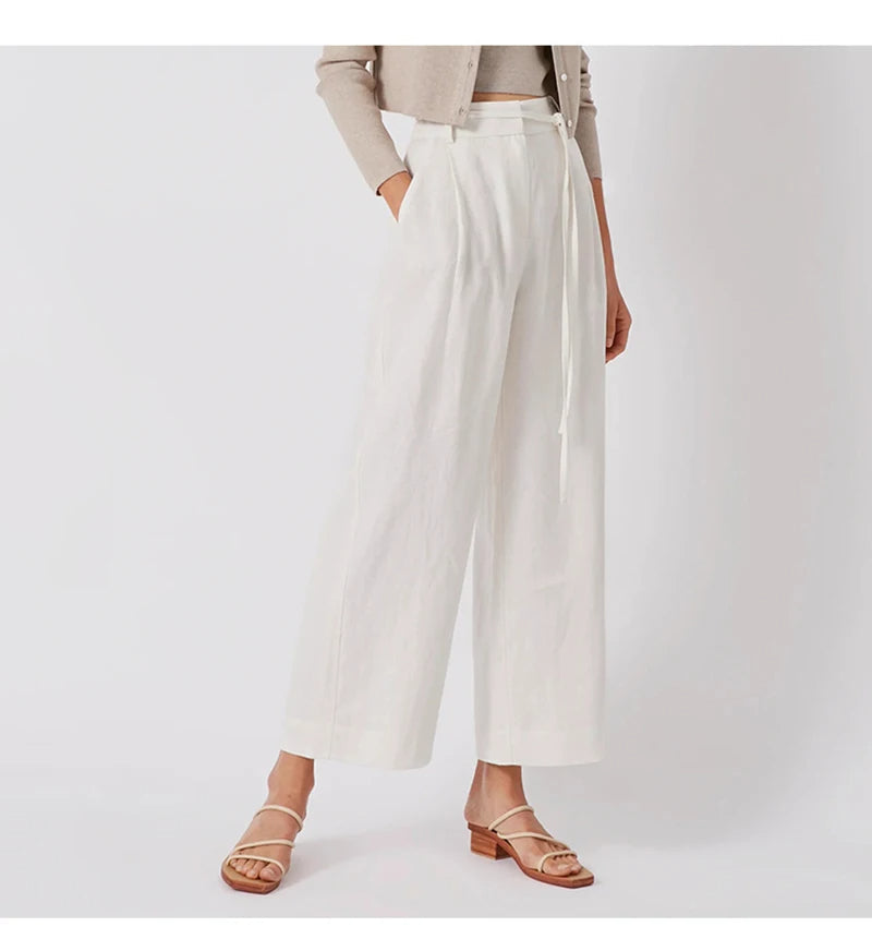 Pantalones con corbata ancha para mujer