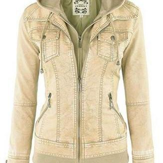 Elegante chaqueta de mujer de diseño vintage con capucha profunda y mangas largas para un look brillante