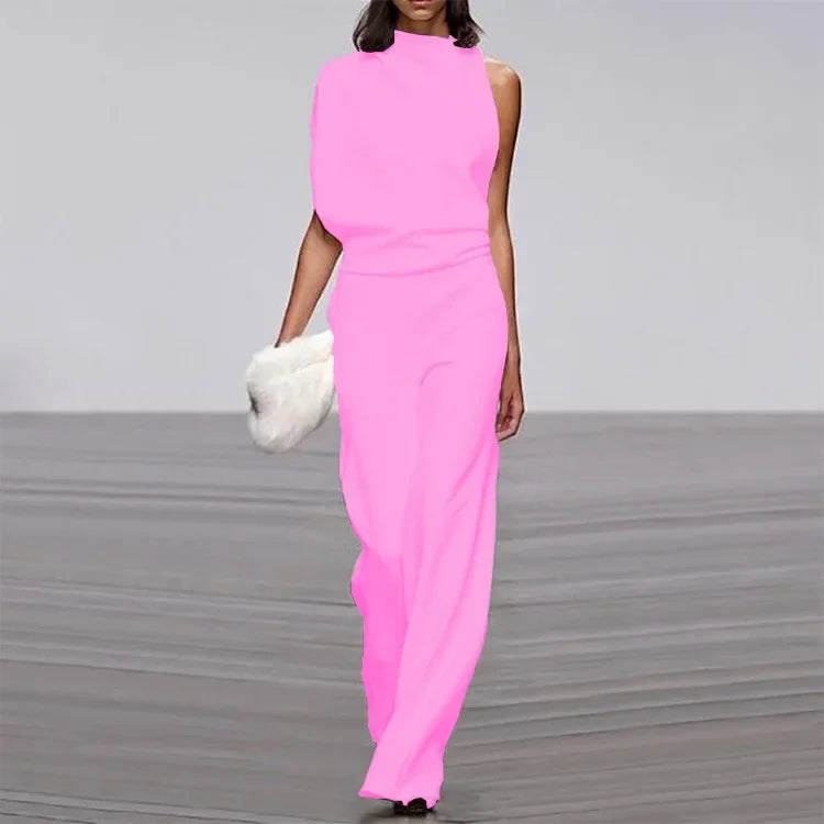 Elegante mono suave sin mangas de pierna ancha | Mono de verano para mujer