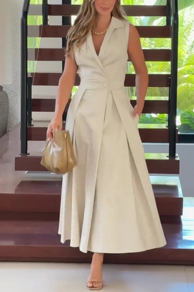 Maxi vestido con lunares y bolsillos