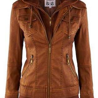 Elegante chaqueta de mujer de diseño vintage con capucha profunda y mangas largas para un look brillante