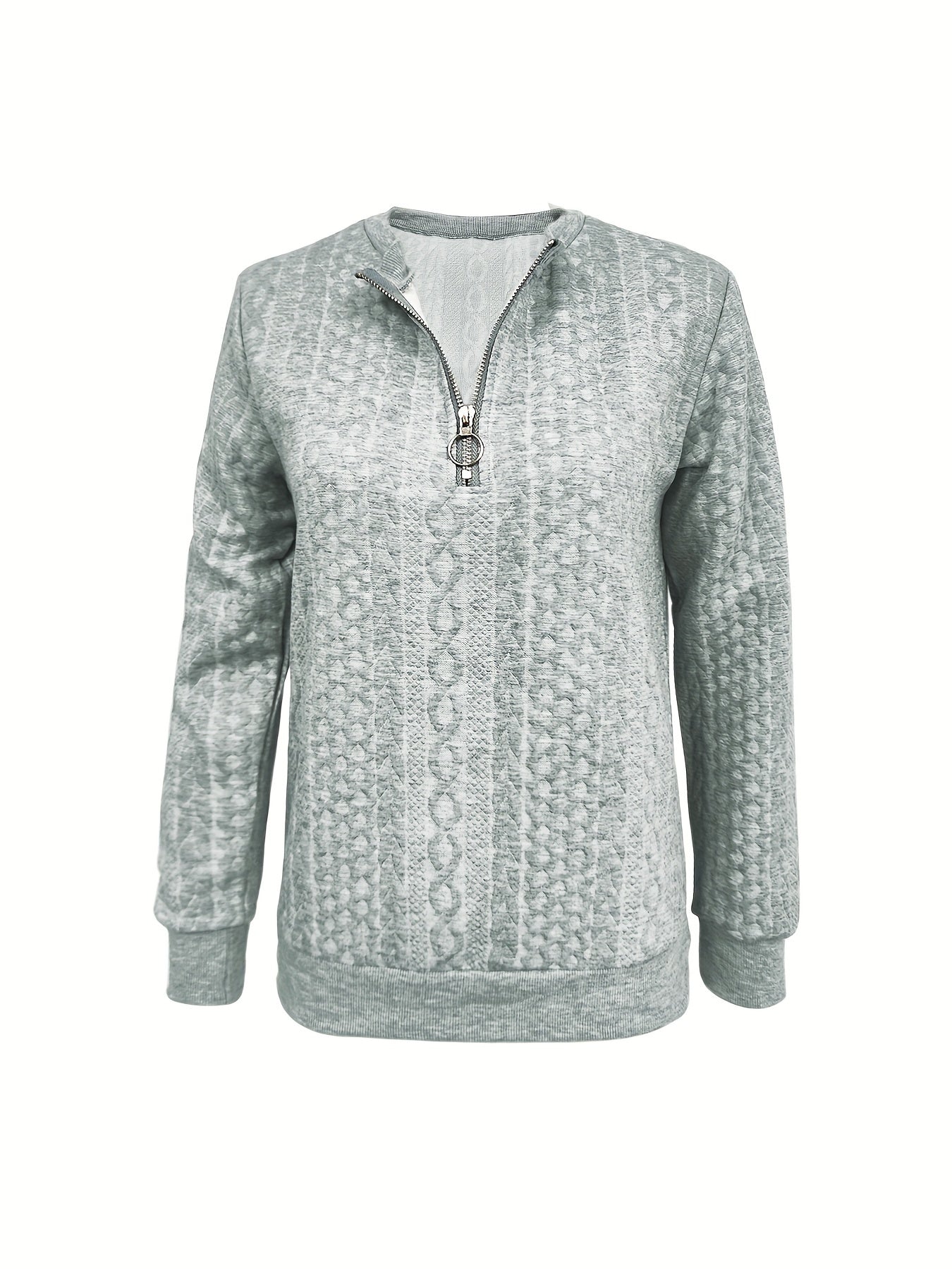 Kiera - Sudadera informal de mujer con textura y media cremallera (Otoño)