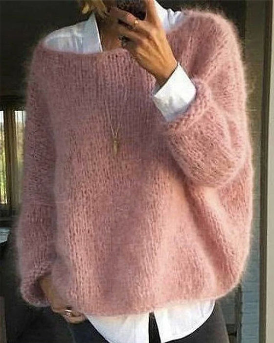 Jersey de color con escote redondo