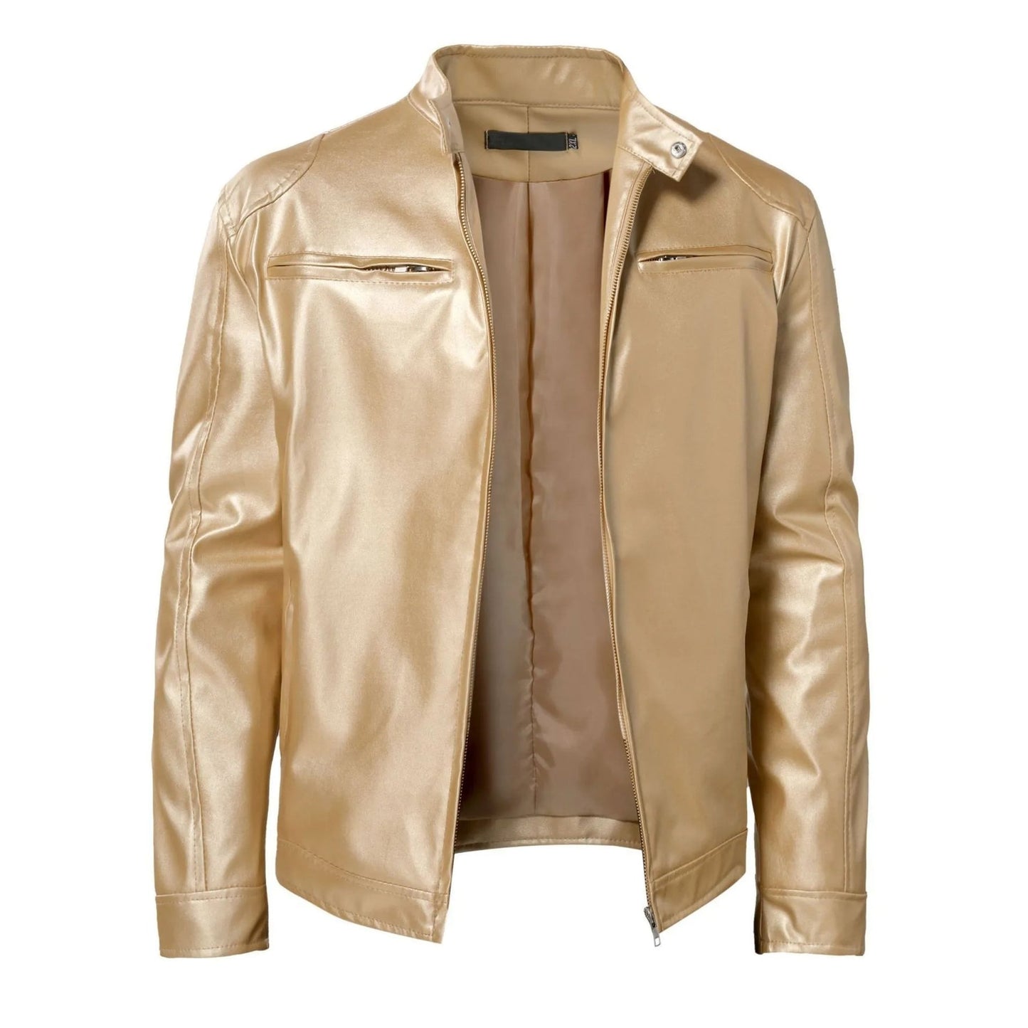 Chaqueta casual de cuero vegano sin capucha para hombre | Adecuada para cualquier ocasión