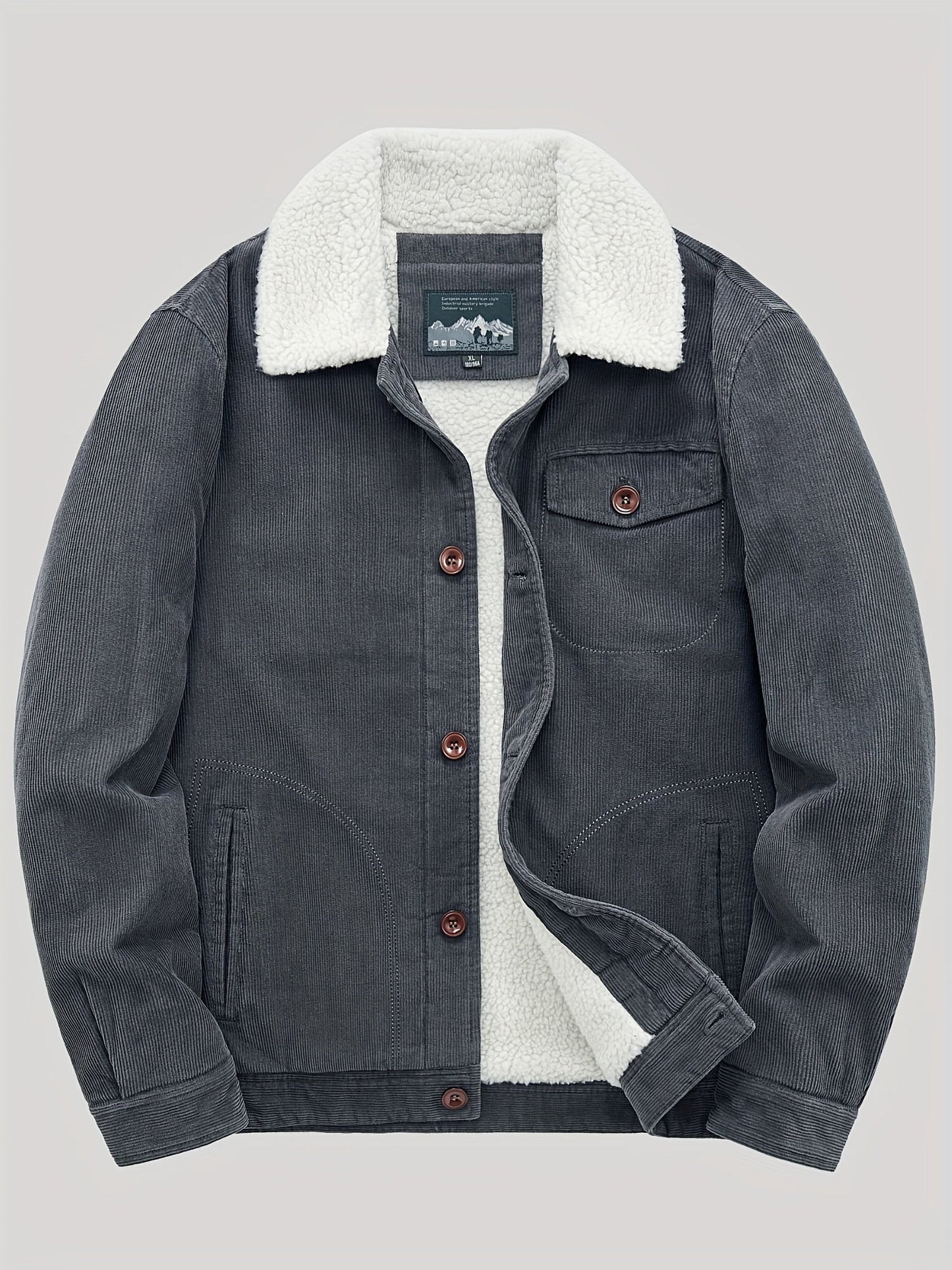 Chaqueta exterior de forro polar con botones, ligera y con bolsillo en el pecho para hombre | Perfecta para actividades al aire libre
