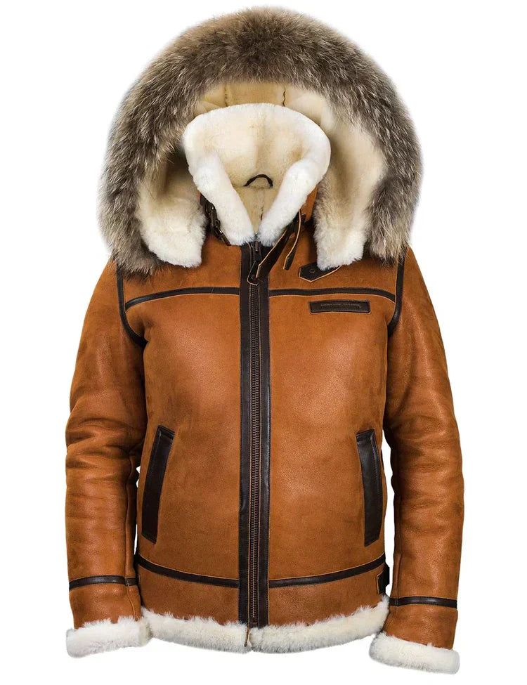 Meti | chaqueta de piel de oveja con capucha de piel