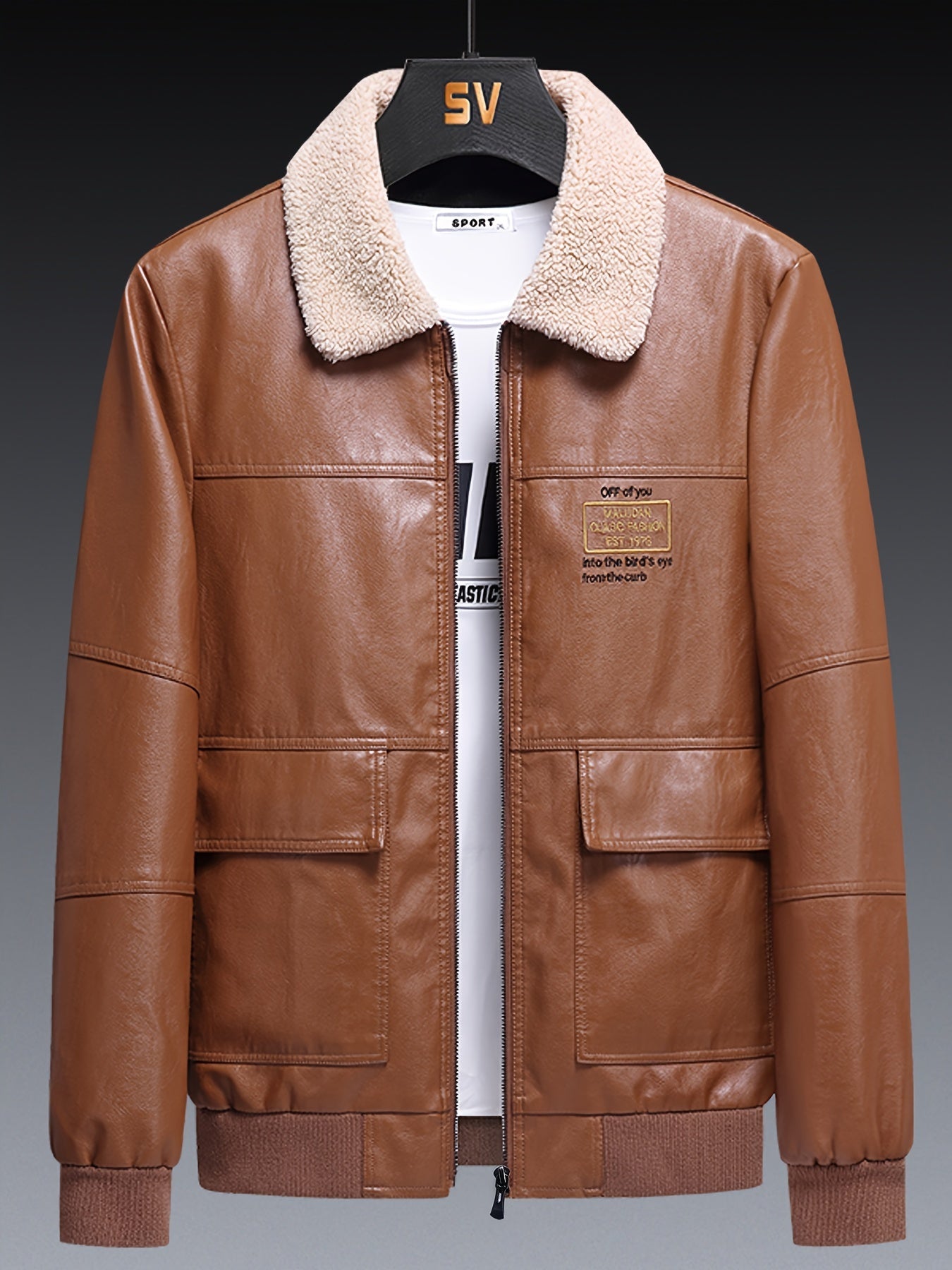 Chaqueta de invierno casual de forro polar de piel vegana para hombre | Ideal para otoño/invierno