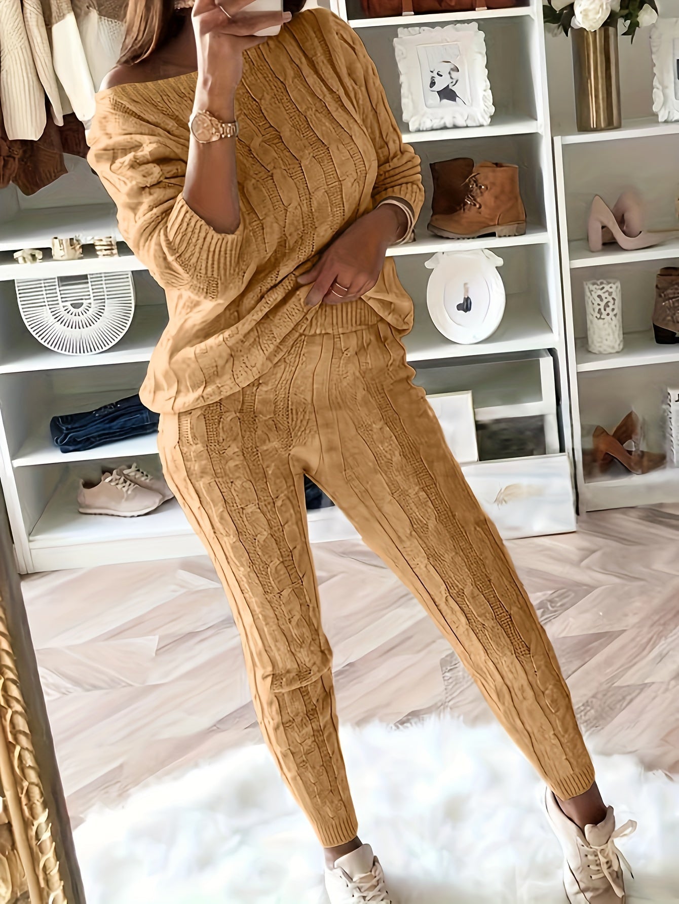 Conjunto de dos piezas para mujer con jersey y pantalón a juego