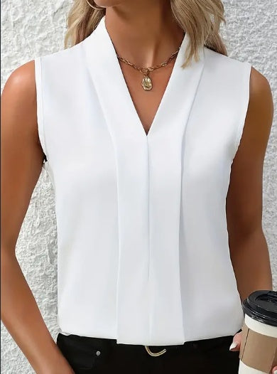 Sina - Elegante blusa sin mangas con cuello en V para mujer