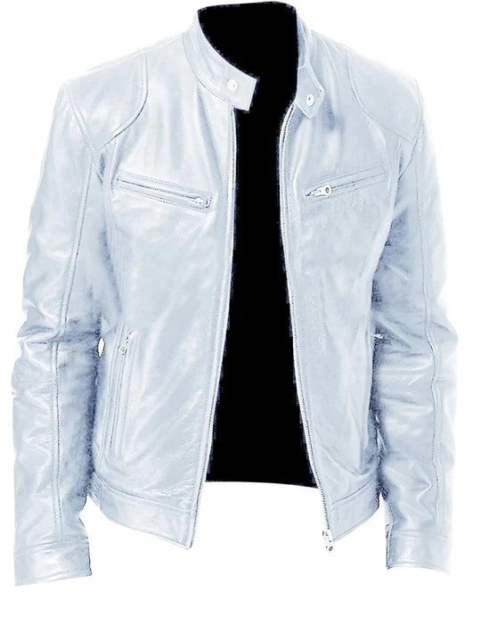 Chaqueta casual de cuero vegano sin capucha para hombre | Adecuada para cualquier ocasión