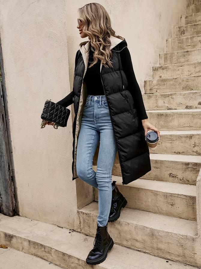 Chaqueta bomber de mujer sin mangas y con bolsillos