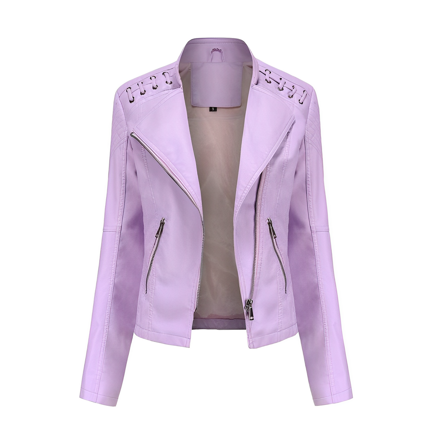 Chaqueta de cuero PU con cremallera