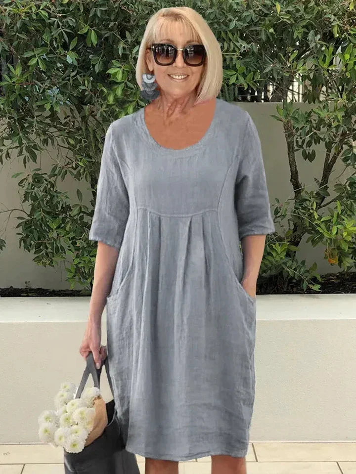 Vestido suelto de algodón con bolsillo