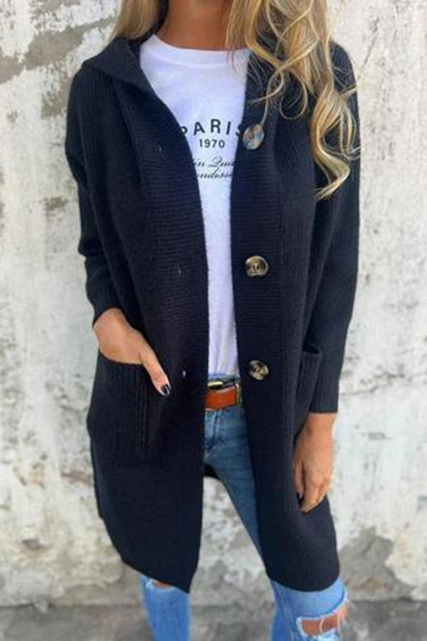 Lina | Chaqueta de punto de longitud media con capucha y bolsillos para mujer