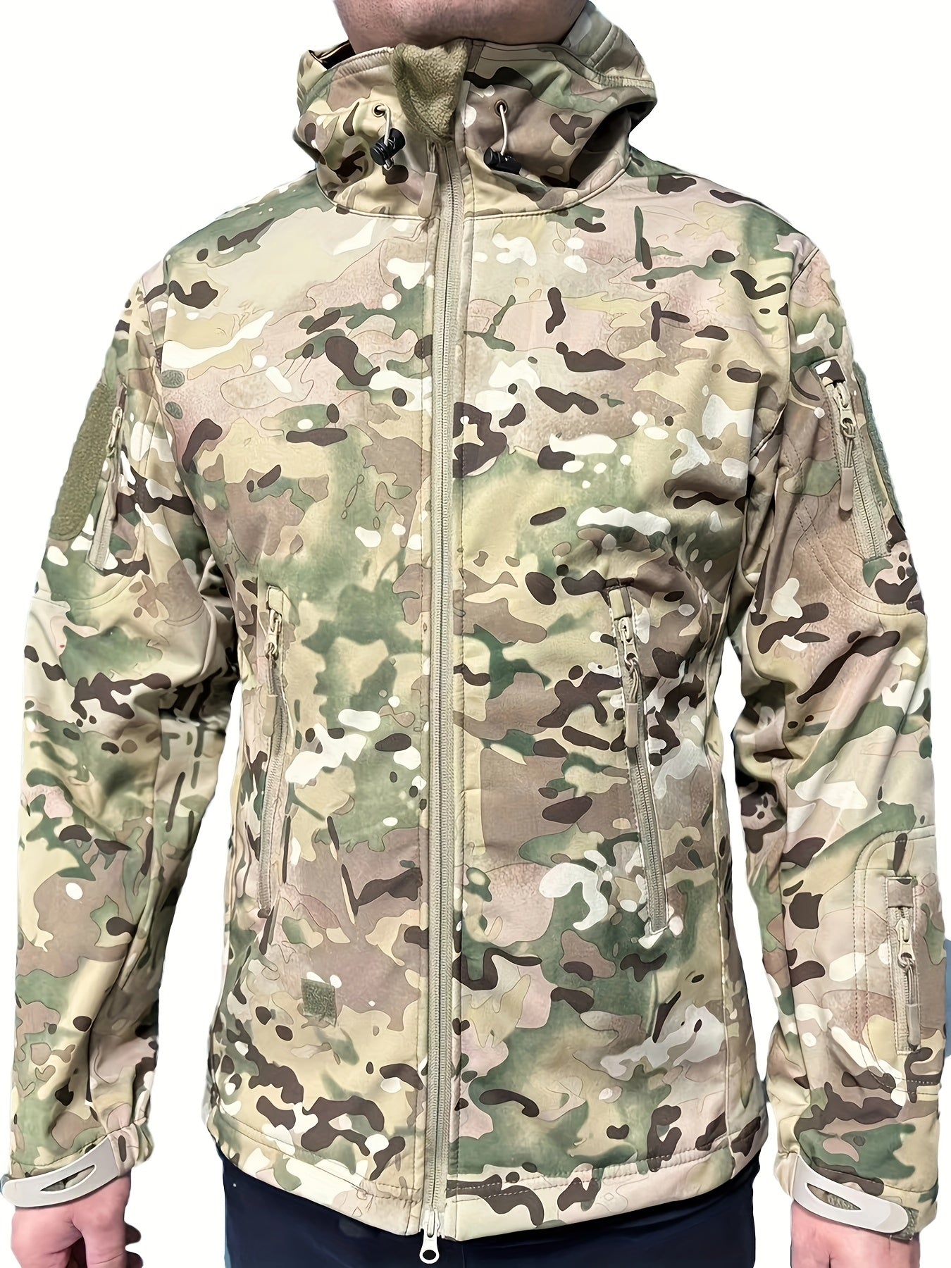 Chaqueta táctica con capucha y bolsillos con cremallera para hombre | Perfecta para actividades al aire libre