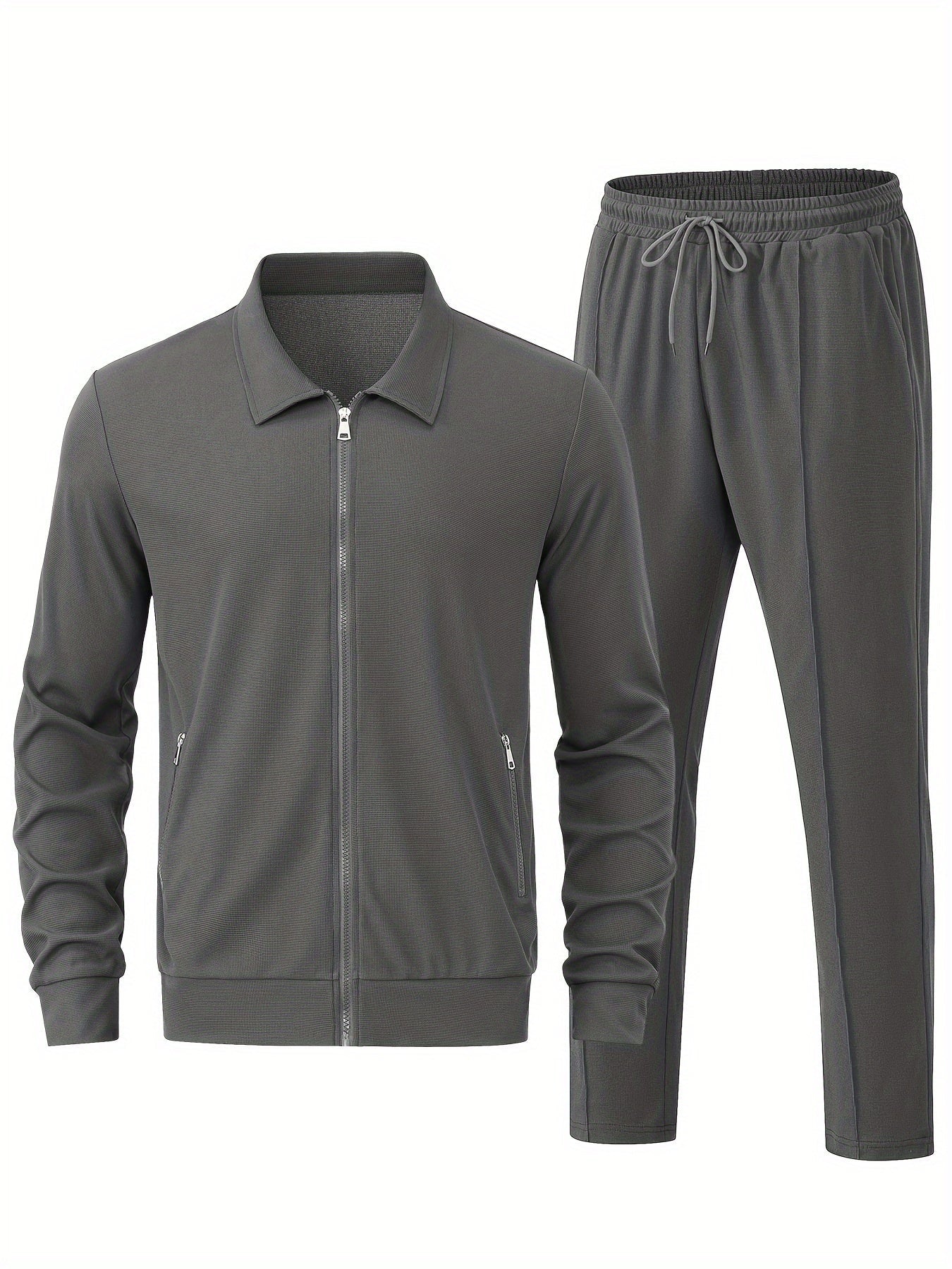 Chaqueta de chándal casual con cremallera y joggers para hombre | Perfecta para actividades al aire libre