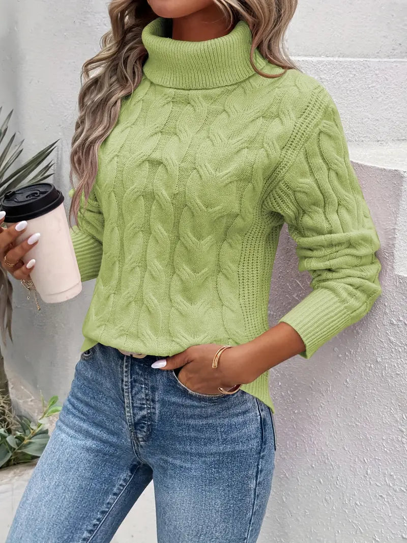 Mila | Jersey de cuello alto de punto trenzado para mujer