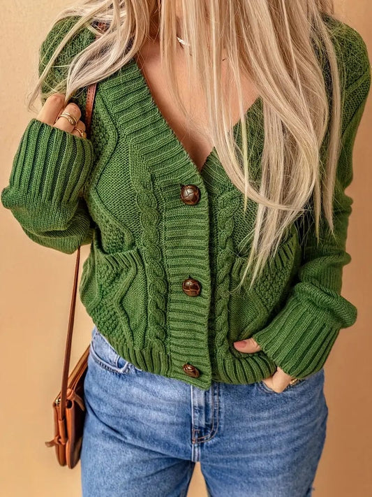 Melina | Cómoda y elegante chaqueta de punto verde para mujer