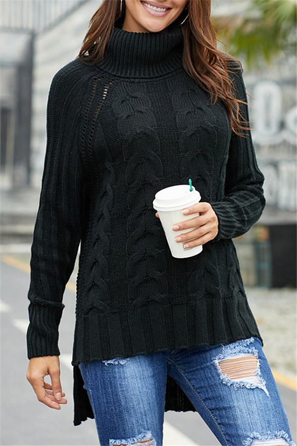 Jersey de punto con cuello alto para mujer