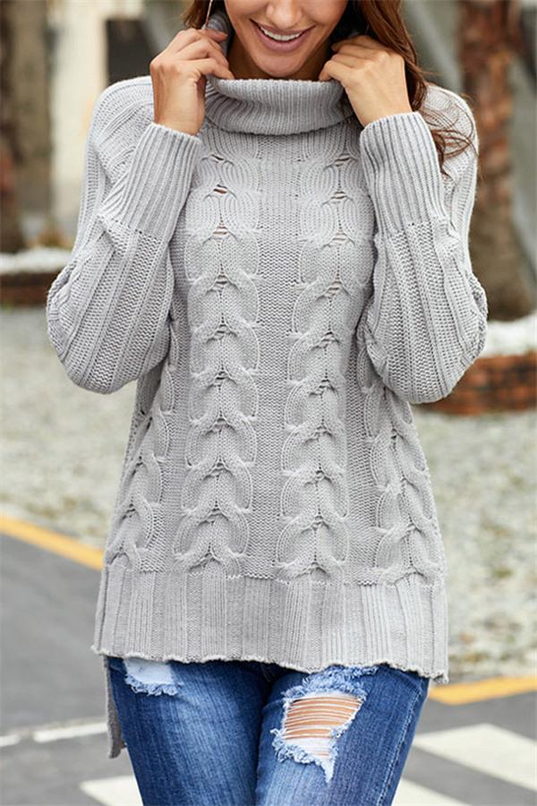 Jersey de punto con cuello alto para mujer