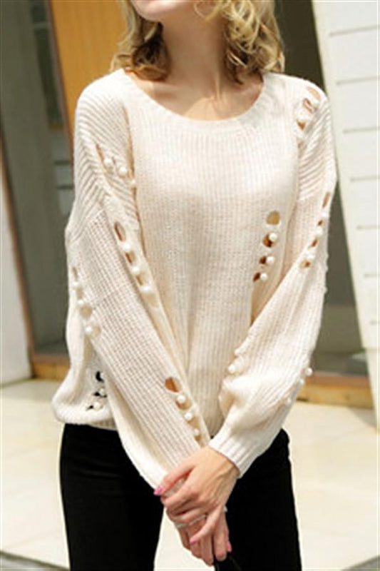 Jersey con perlas huecas para mujer
