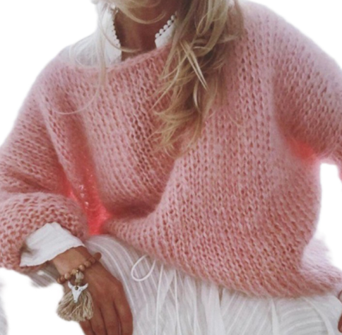Acogedor jersey de punto con cuello en V