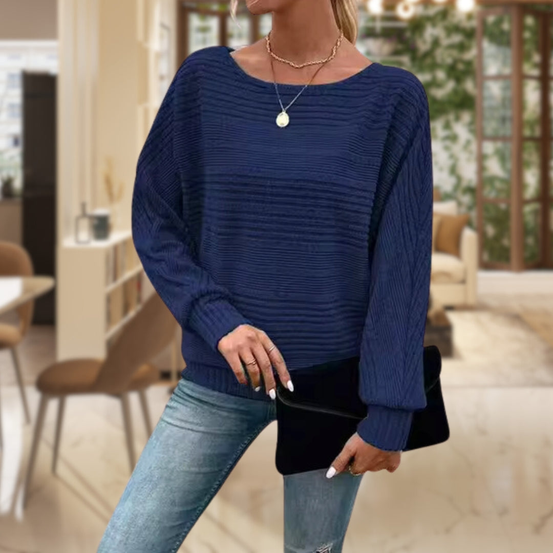 Ynez - Jersey casual de cuello redondo para mujer
