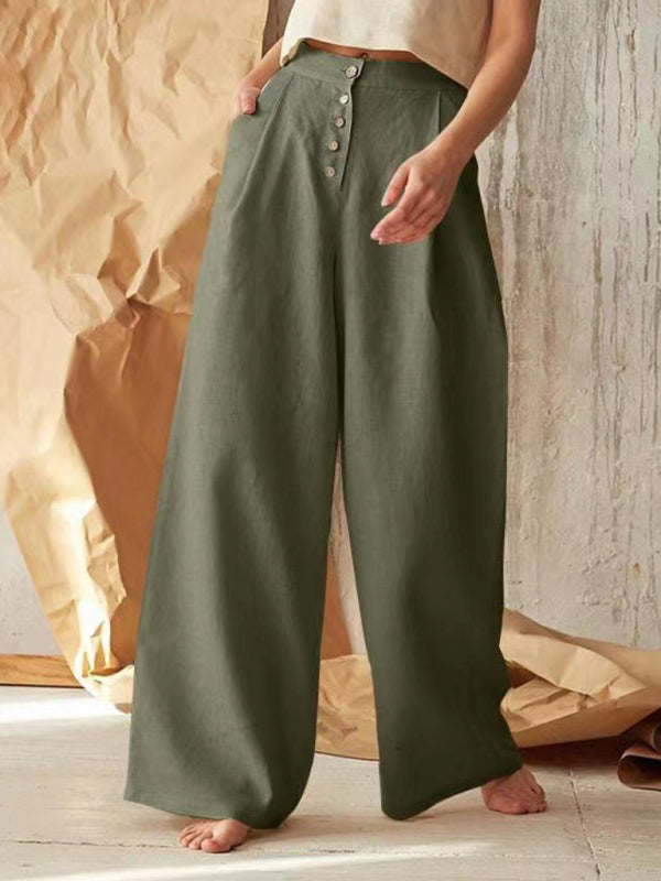 Danette - Pantalones casuales abotonados con pernera ancha