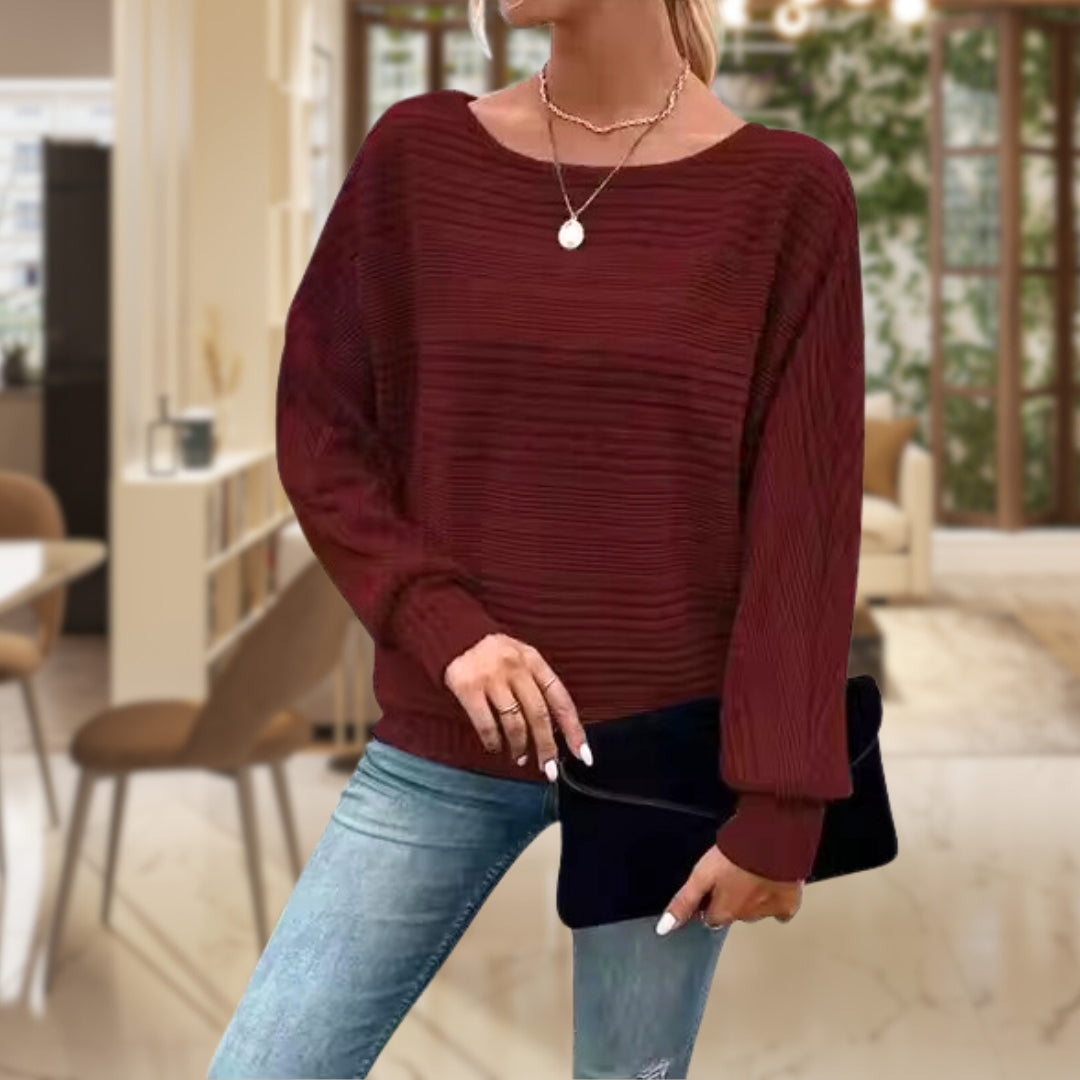 Ynez - Jersey casual de cuello redondo para mujer