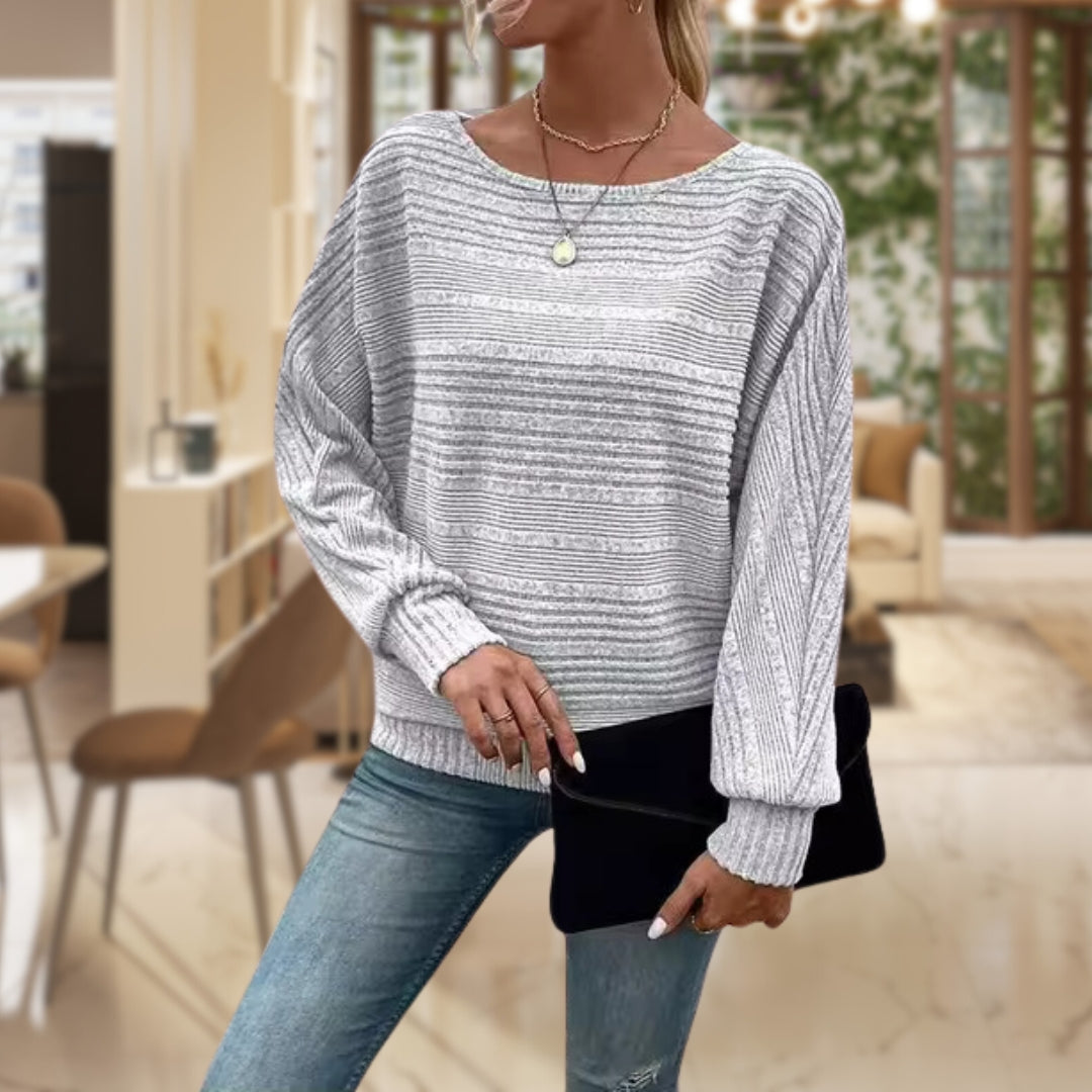 Ynez - Jersey casual de cuello redondo para mujer
