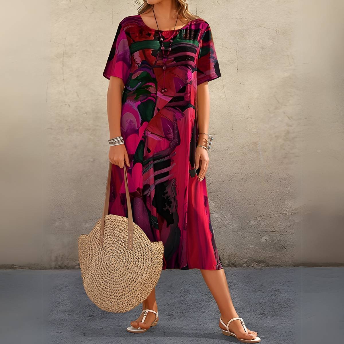 Elegante vestido floral fluido