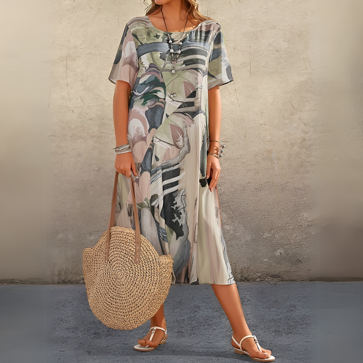 Elegante vestido floral fluido