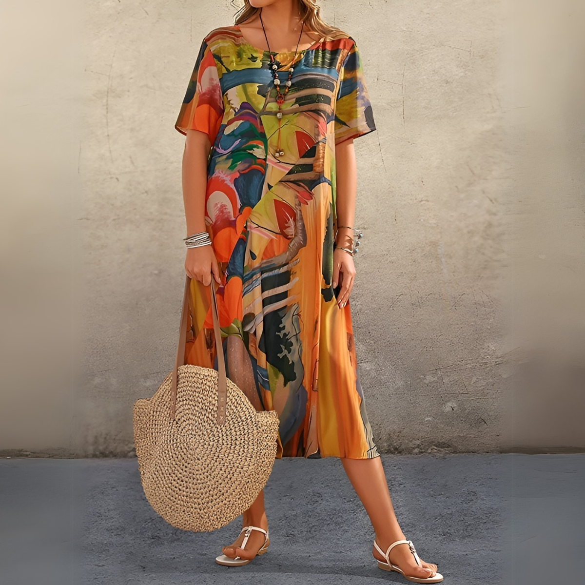 Elegante vestido floral fluido