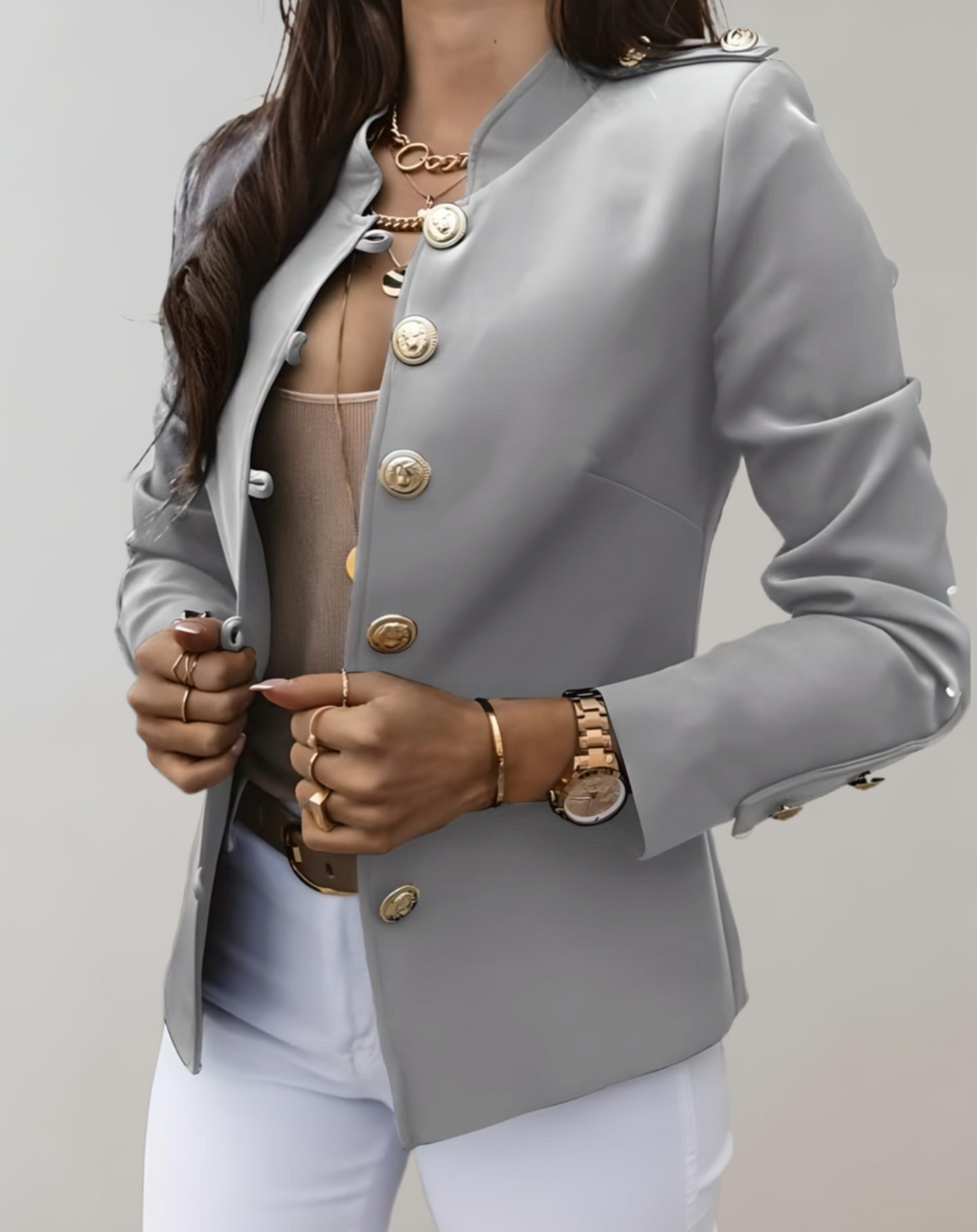 Jona - Elegante blazer con cuello y bonitos botones grandes