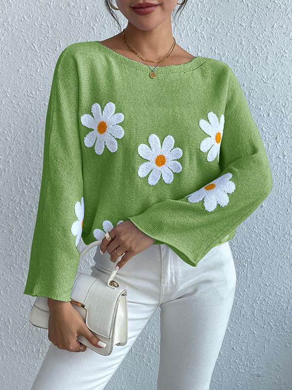 Marie - Elegante y cómodo jersey de otoño con flores bordadas para mujer