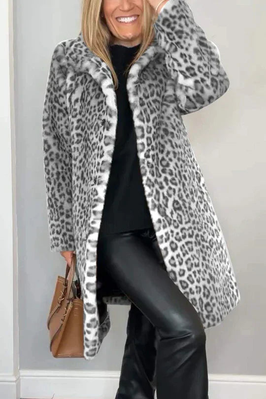 Emmy | Abrigo clásico de invierno para mujer con estampado de leopardo
