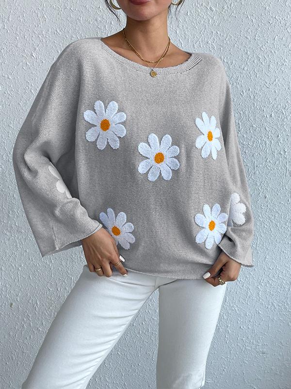 Marie | Elegante y cómodo jersey de otoño con flores bordadas