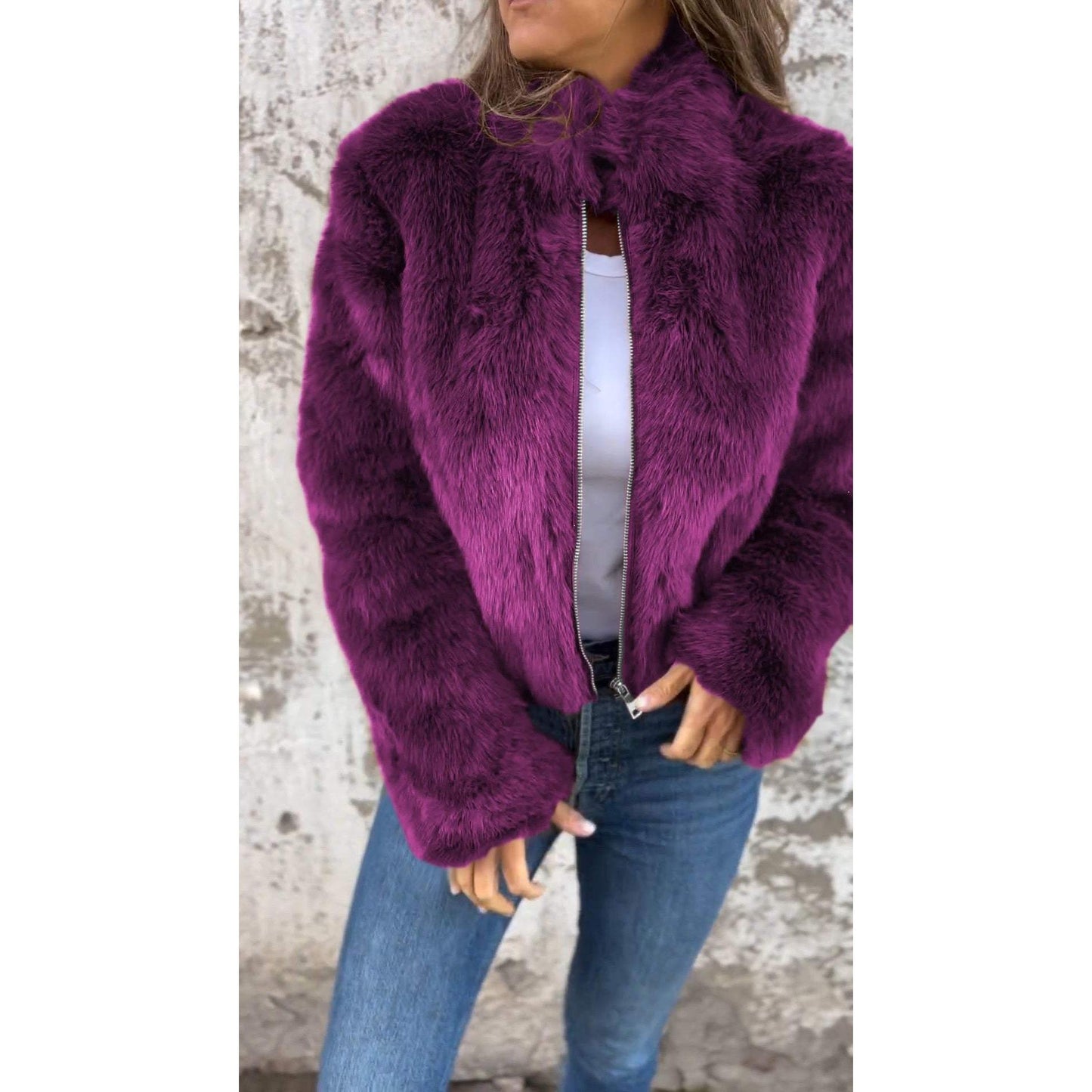 Clem | Chaqueta Bond PU con cuello alto y cremallera