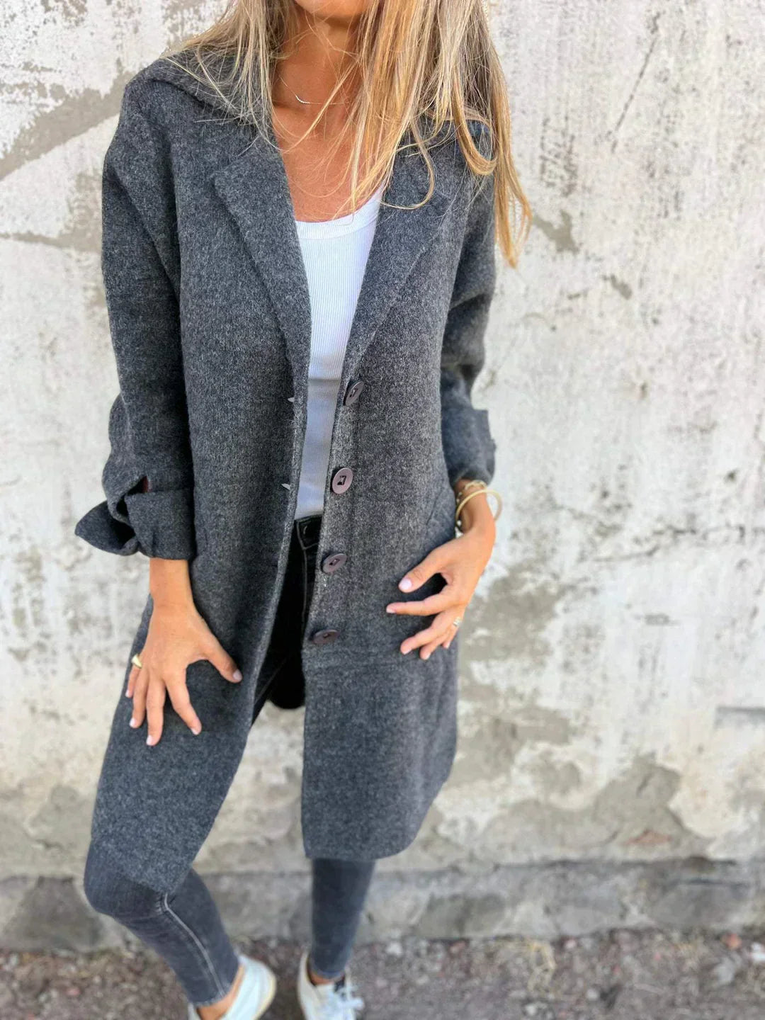 Teni™ | Abrigo largo casual elegante con prácticos bolsillos