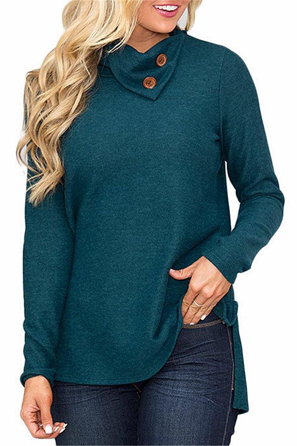 Jersey liso de cuello alto para mujer
