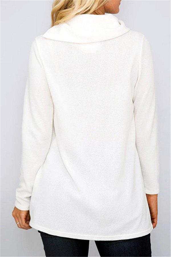 Jersey liso de cuello alto para mujer