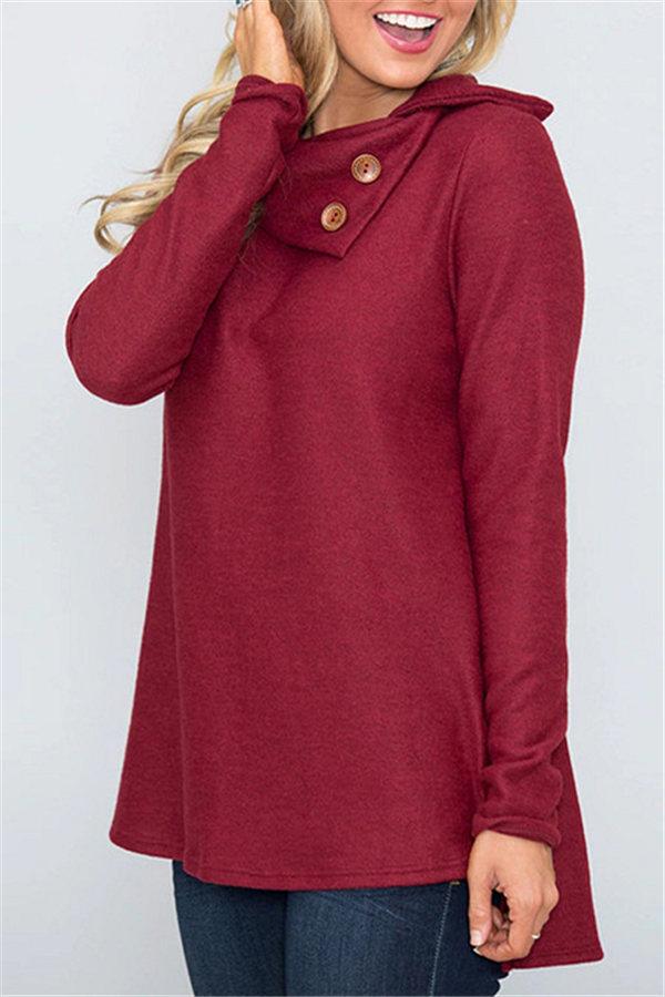 Jersey liso de cuello alto para mujer