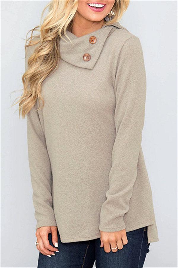 Jersey liso de cuello alto para mujer