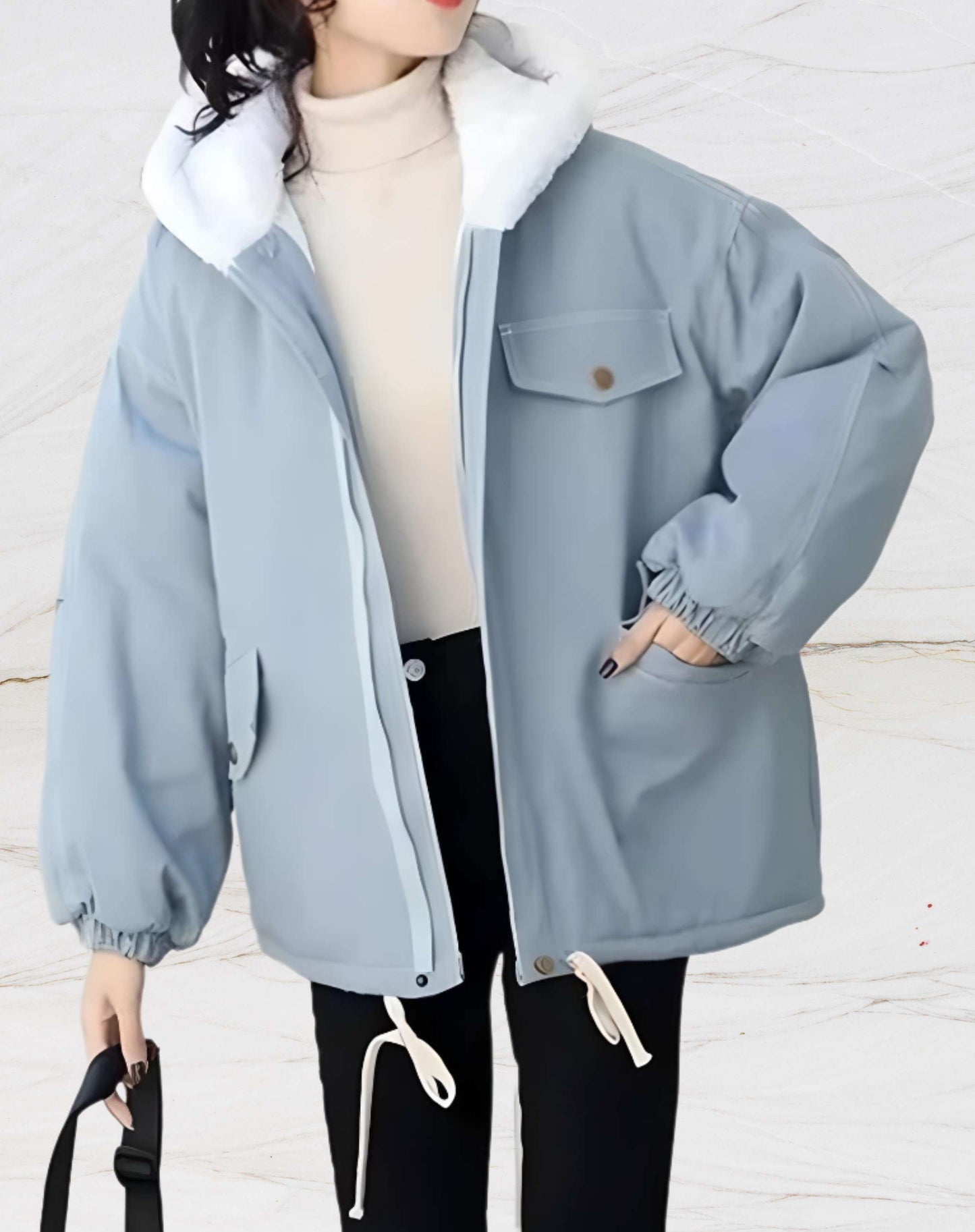 Chaqueta de mujer con forro polar y capucha