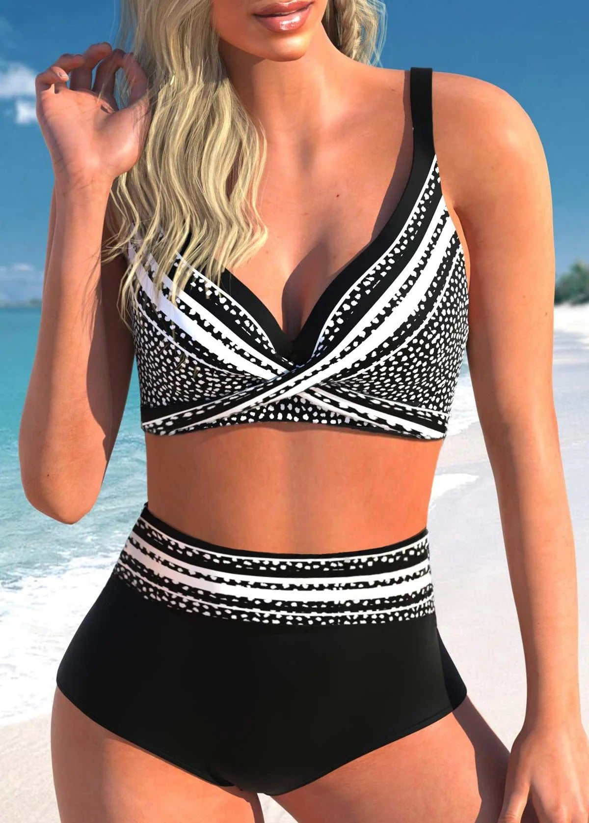 Bikini con lunares y rayas