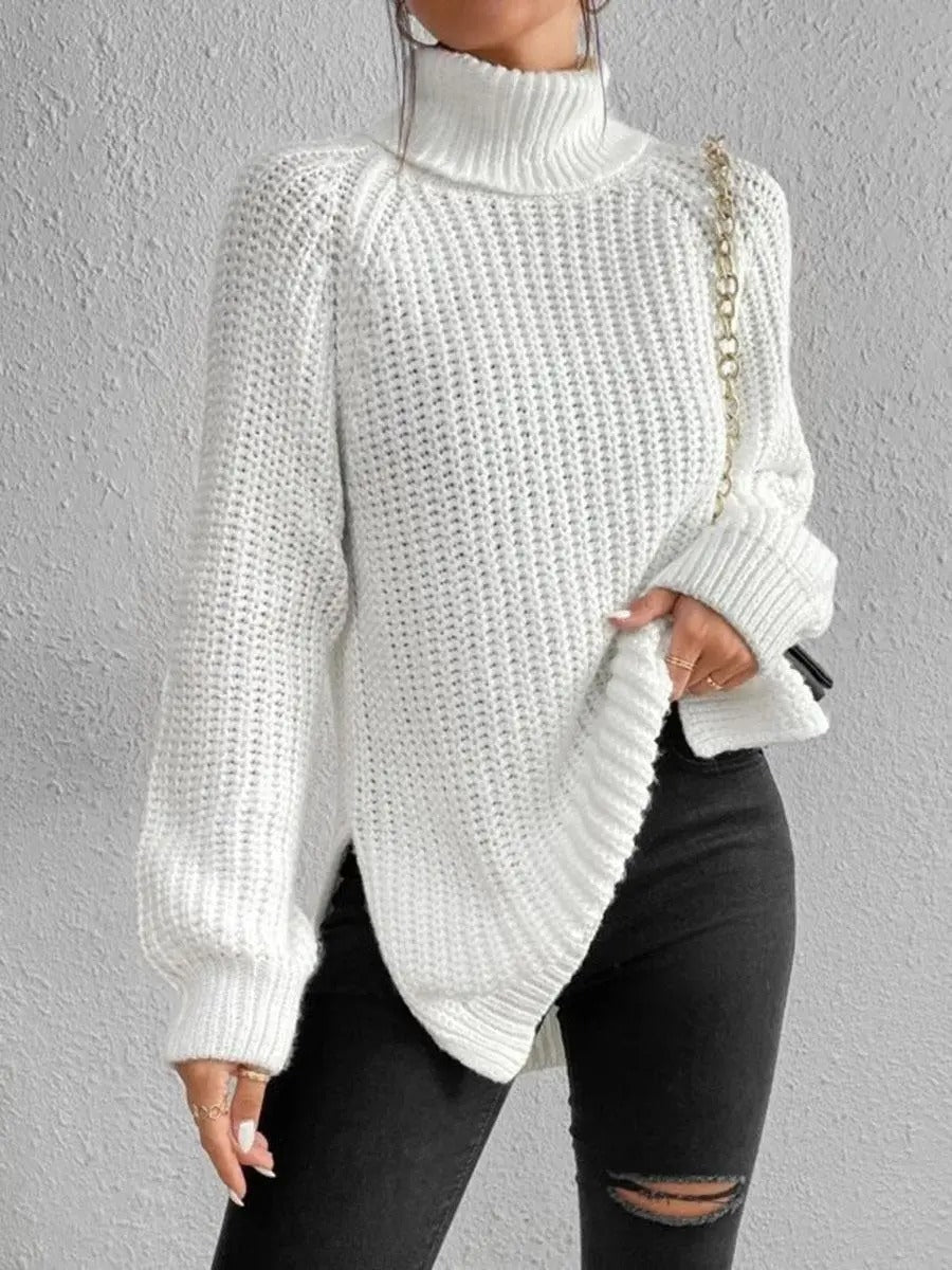 Ava - Elegante jersey de cuello alto de punto para mujer